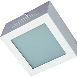 Plafon 31061 Quadrado (15x15x8cm) Alumínio/Vidro Branco - Pantoja&Carmona