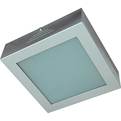 Plafon 31029 Quadrado (25x25x8cm) Alumínio/Vidro Branco - Pantoja&Carmona