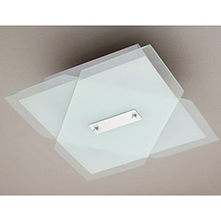 Plafon 31146 Quadrado (30x30x8cm) Alumínio/Vidro Branco - Pantoja&Carmona