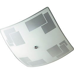 Plafon 31508 Quadrado (37x37x8cm) Alumínio/Vidro Cromado Vidro Geométrico - Pantoja&Carmona