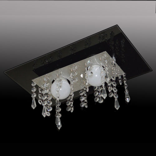 Plafon de Vidro com Cristal para 02 Lâmpadas - Pode Ser Utilizado Lâmpadas de Led