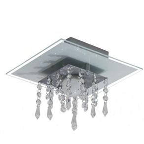 Plafon de Vidro com Cristal para 01 Lâmpada - Aceita Lâmpada de LED - Branco
