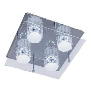 Plafon LED Sobrepor 10W de Cristal Glacial 4 Lâmpadas Bronzearte 220V 6400K Luz Branca