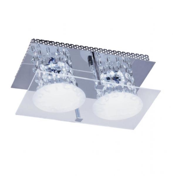 Plafon LED Sobrepor 10W de Cristal Glacial 2 Lâmpadas Bronzearte 220V 6400K Luz Branca