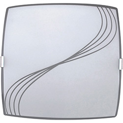 Plafon Linhas Quadrado Médio 28x28cm Metal/Vidro Branco - Attena
