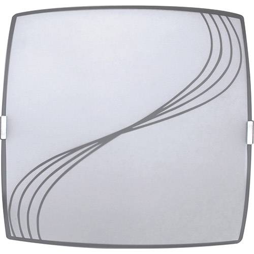 Plafon Linhas Quadrado Pequeno 21x21cm Metal/Vidro Branco - Attena
