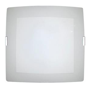 Plafon Sobrepor Attena Quadrado Pequeno 21cm em Vidro com Borda – Branca