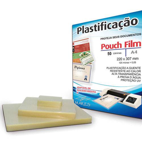 Plastico para Plastificacao Pouch Film A4 220X307 (0,05) Conj/50 Mares