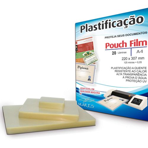 Plastico para Plastificacao Pouch Film A4 220x307 (0,05) Mares Conj/20