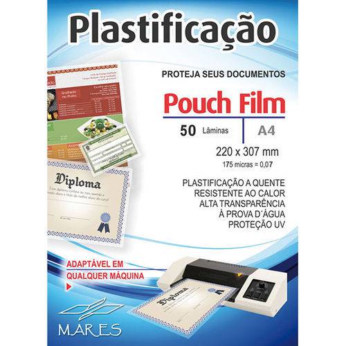 Plastico para Plastificacao Pouch Film A4 220X307 (0,07) Conj/50 Mares