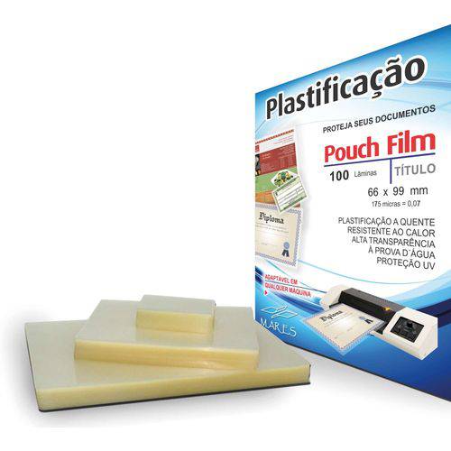 Plastico para Plastificacao Pouch Film Titulo 66x99 (0,07) Mares Conj/100