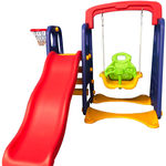 Playground Infantil 3 em 1 com Escorregador, Balanço e Cesta de Basquete