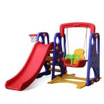 Playground Infantil Escorregador + Balanço + Cesta Basquete