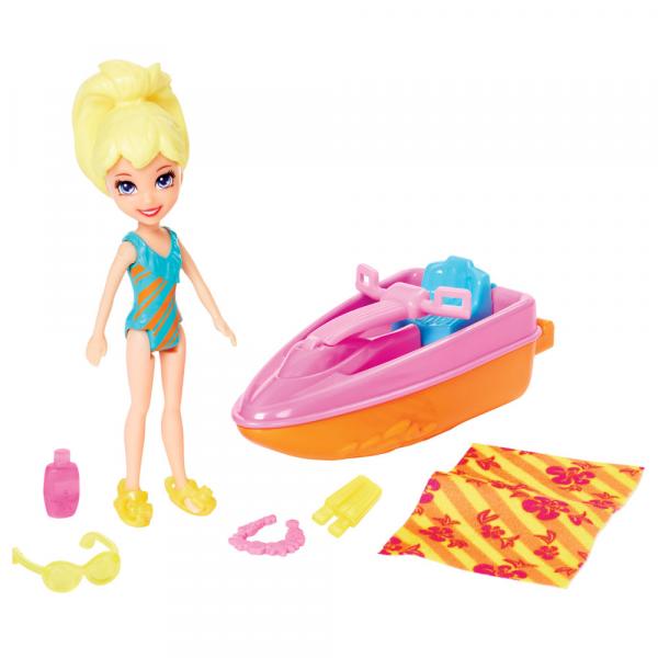 Playset e Mini Boneca Polly Pocket - Dia na Praia - Polly e Esqui Aquático - Mattel