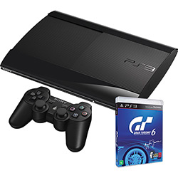 PlayStation 3 Slim 250GB + Game Gran Turismo 6 + Controle Dual Shock 3 Preto Sem Fio - Produto Oficial Sony