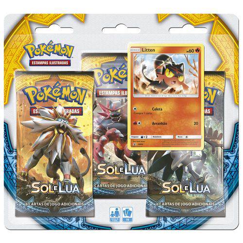 Pokemon Blister Triple Pack Sol e Lua Litten Copag 97433