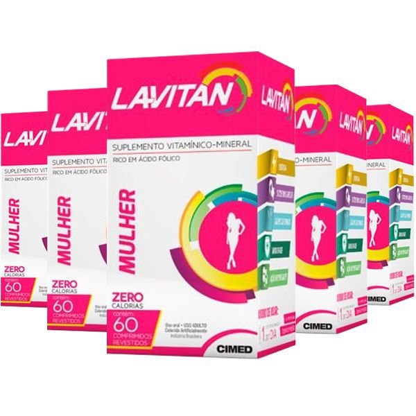 Polivitamínico Lavitan Mulher - 5 Unidades de 60 Comprimidos - Cimed