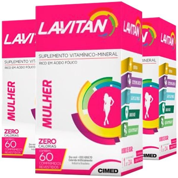 Polivitamínico Lavitan Mulher - 3 Unidades de 60 Comprimidos - Cimed