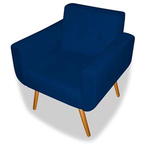Poltrona Cadeira Decorativa Charmy para Sala de Estar Luxo Suede Azul Marinho - AM Decor - Azul Marinho