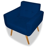 Poltrona Cadeira Decorativa Charmy Para Recepção Sala Corano Azul Marinho - Ds Decor