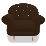 Poltrona Cadeira Decorativa Dinamarca com Strass Pés Palito Suede Marrom para Consultório Sala de Estar Recepção Quarto - AM Decor