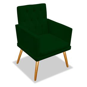 Poltrona Cadeira Decorativa Fernanda Suede Verde Pés Palito Capitonê para Recepção Sala de Estar Consultório Escritório Quarto - AM Decor - Verde