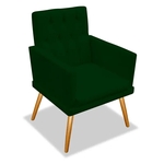 Poltrona Cadeira Decorativa Fernanda Suede Verde Pés Palito Capitonê para Recepção Sala de Estar Consultório Escritório Quarto - AM Decor