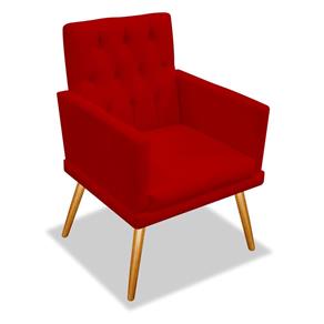 Poltrona Cadeira Decorativa Fernanda Corano Vermelho Pés Palito Capitonê para Recepção Sala de Estar Consultório Escritório Quarto - AM Decor - Vermel