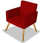 Poltrona Cadeira Decorativa Pés Palito Nina Corano Vermelho Para Recepção Sala De Estar Consultório Escritório Quarto - Ds Decor