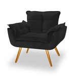 Poltrona Cadeira Decorativa Pés Palito Opala Suede Preto para Recepção Sala de Estar Consultório Escritório Conforto Quarto - DS Decor