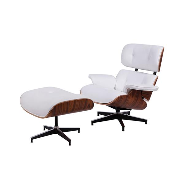Poltrona Charles Eames com Puff - Branca - Or Design
