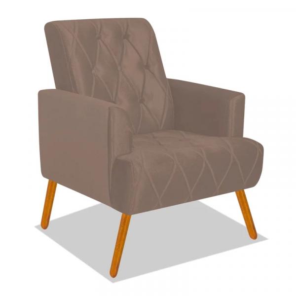 Poltrona Cadeira Decorativa Amanda Dobrável Suede Rosê Sala de Estar Recepção Escritório Quarto Conforto Luxo - DS Decor