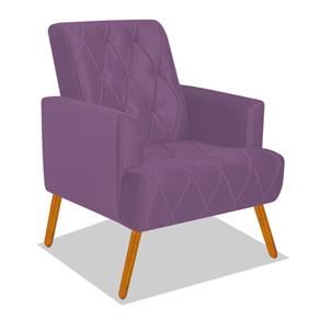 Poltrona Cadeira Decorativa Amanda Dobrável Suede Roxo Sala de Estar Recepção Escritório Quarto Conforto Luxo - DS Decor - Roxo