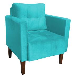 Poltrona Decorativa Lívia para Sala e Recepção Suede Azul Tiffany - D`Rossi