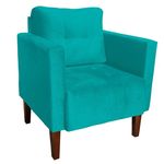 Poltrona Decorativa Lívia para Sala e Recepção Suede Azul Tiffany - D'Rossi