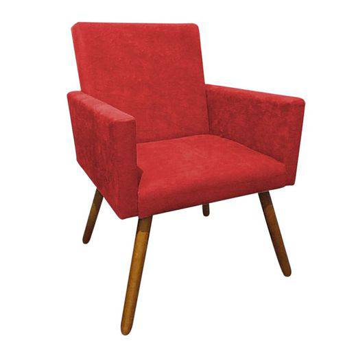 Poltrona Decorativa Nina Suede Vermelho