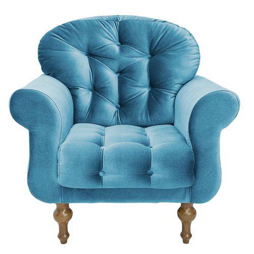 Poltrona Decorativa para Sala e Escritório Dani Suede Azul