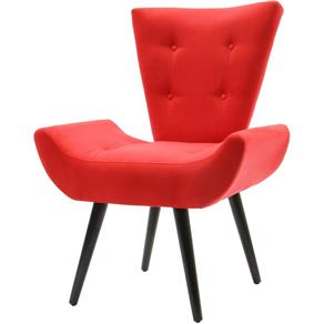 Poltrona Decorativa Pé Palito Emília Suede - Vermelho