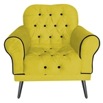Poltrona Sofá Cadeira Decorativa Olivia Pés Palito Escritório Sala De Estar Recepção Suede Amarelo - Doce Sonhos