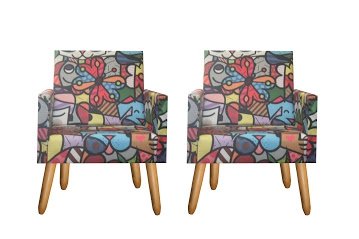 Poltronas Nina Kit com Duas Estampadas - Moveis Águias