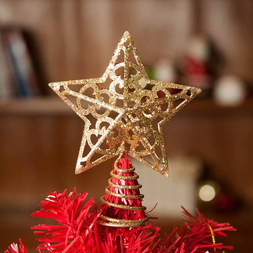 Ponteira de Árvore de Natal Dourada 12cm - Orb Christmas