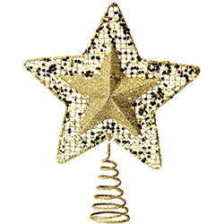 Ponteira em Metal Estrela Brilhante Dourada - Christmas Traditions