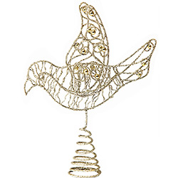 Ponteira em Metal Pássaro Cardeal Dourado - Christmas Traditions