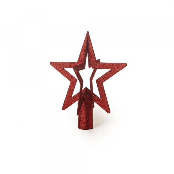 Ponteira Estrela 3D P/Árvore de Natal 20x17Cm Vermelho - Cromus