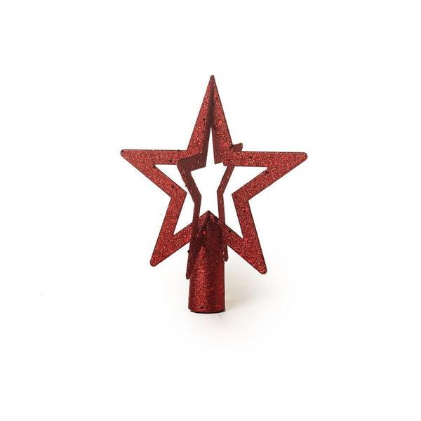 Ponteira Estrela 3D P/Árvore de Natal 20x17Cm Vermelho - Cromus