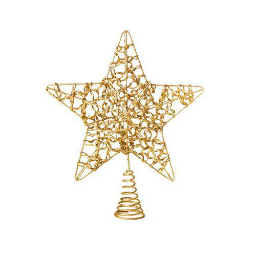 Ponteira Estrela P/árvore de Natal 28x23cm Dourado