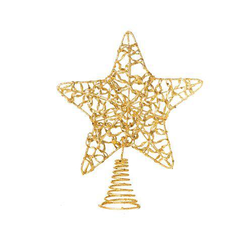Ponteira Estrela P/árvore de Natal 22x18cm Dourado