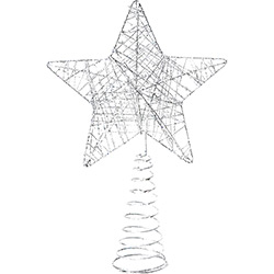 🏷️【Tudo Sobre】→ Ponteira para Árvore de Natal - Estrela Prata com  Acabamento em Glitter 25,4cm - Orb Christmas