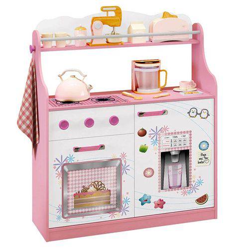 Porta Brinquedos Kitchen Branco Rosa Acetinado – Móveis Estrela