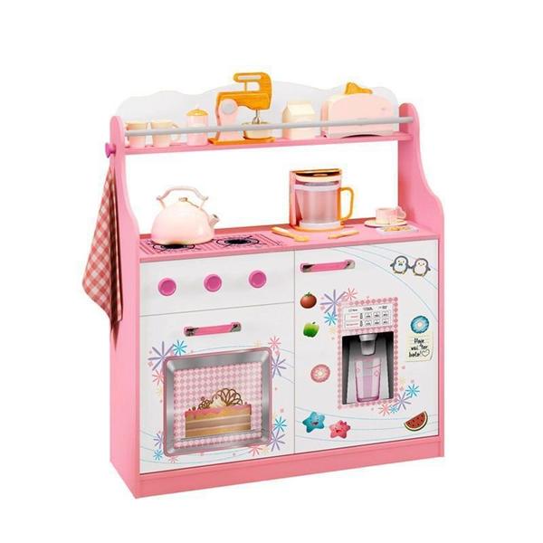 Porta Brinquedos Kitchen Branco/Rosa - Móveis Estrela - Moveis Estrela